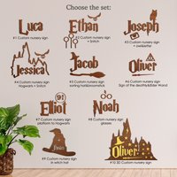Zauberer Kinderzimmer Zeichen Baby Namensschild Benutzerdefiniertes Holz Über Krippe Buchstaben Zaubererzimmer von crawoo