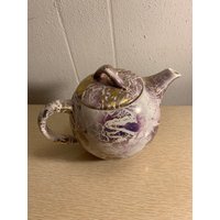 Vintage 1950Er Gold Violett Weiß Wirbel Keramik Teekanne von crazygrannysattic