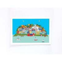 Lunenburg Kunstdruck. Illustrierte Küstenszene Von Nova Scotia, Wanddekor, Größe 20 X 25 cm von creationzbycatherine