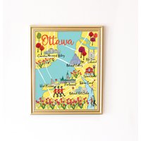 Ottawa Illustrierte Landkarte. Icons Und Wahrzeichen Stadt Kunstdruck von creationzbycatherine