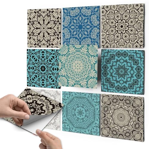 10 Stück Fliesenaufkleber, Klebefliesen 15x15 cm für Küche und Bad - Fliesenfolie, Mosaikfliesen selbstklebend - SET // Design: Marokkanisch von creatisto