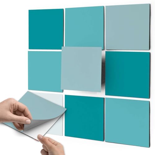 10 Stück Fliesenaufkleber, Klebefliesen 15x15 cm für Küche und Bad - Fliesenfolie, Mosaikfliesen selbstklebend - SET // Design: Türkiston von creatisto