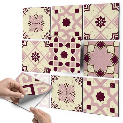 10 Stück Folie Klebefliesen 20x20 cm für Küche und Bad - Fliesenaufkleber, Mosaikfliesen - selbstklebende Fliesen SET // Design: Mediterranean Tile Set - Red Purple 10 Stück Folie Klebefliesen 20x20 cm für Küche und Bad - Fliesenaufkleber, Mosaikfliesen - selbstklebende Fliesen SET // Design: Mediterranean Tile Set - Red Purple von creatisto
