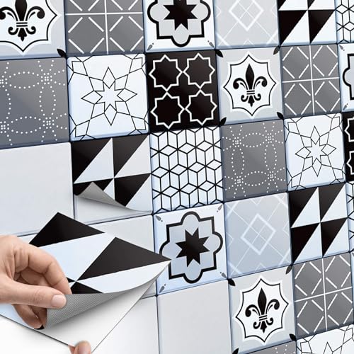 20 Stück Fliesenaufkleber 15x15 cm für Küche und Bad - Mosaikfliesen, Klebefliesen - Stickerfliesen, Fliesen Folie SET // Design: Illusion von creatisto