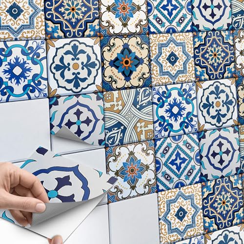 45 Stück Fliesenaufkleber 10x10 cm für Bad und Küche - Klebefliesen, Mosaikfliesen - selbstklebende Fliesen PVC SET von creatisto