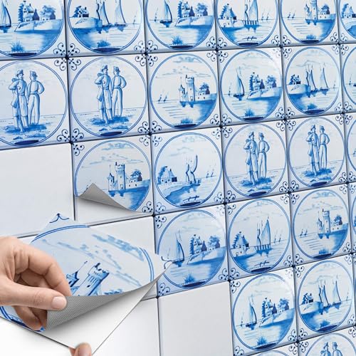 45 Stück Fliesenaufkleber 10x10 cm für Bad und Küche - Mosaikfliesen, Klebefliesen - Sticker Fliesen selbstklebend SET von creatisto