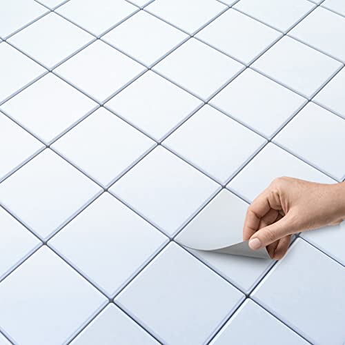 60 Stück Fliesenaufkleber 10x10 cm für Bad und Küche - Klebefliesen, Mosaikfliesen - selbstklebende PVC Fliesen SET // Design: Weiß 60 Stück Fliesenaufkleber 10x10 cm für Bad und Küche - Klebefliesen, Mosaikfliesen - selbstklebende PVC Fliesen SET // Design: Weiß von creatisto