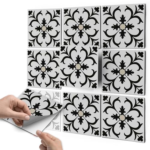 CREATISTO Mosaikfliesen Fliesenaufkleber Fliesenfolie - Aufkleber Folie für Fliesen I Stickerfliesen - Mosaikfliesen für Küche, Bad, WC Bordüre (10x10 cm I 18 -Teilig) von creatisto