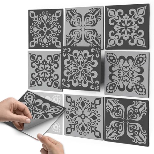 CREATISTO Mosaikfliesen Fliesenaufkleber Fliesenfolie - Hochwertige Sticker Aufkleber für Wandfliesen I Klebefliesen Deko Folien für Fliesen Ornament in Bad u. Küche (10x10 cm I 9 -Teilig) von creatisto