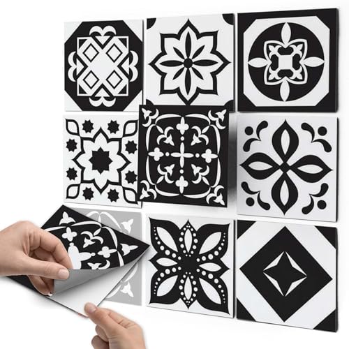 CREATISTO Mosaikfliesen Fliesenaufkleber Fliesenfolie - Selbstklebende Fliesen Folie I Klebefliesen Deko Folien für Fliesen Ornament in Bad u. Küche (10x10 cm I 18 -Teilig) von creatisto