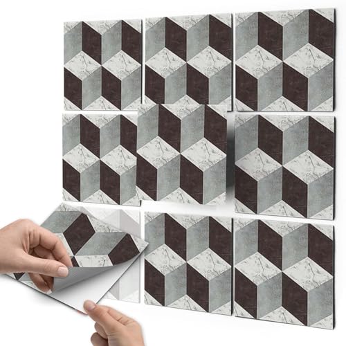 Dekor Fliesen - CREATISTO Fliesenfolie u. Klebefliesen I Selbstklebende Fliesen Aufkleber Folie Sticker für Badfliesen u. Küchen Wandfliesen I 10x10 cm - Motiv 3d Marmor Cubes - 72 Stück Dekor Fliesen - CREATISTO Fliesenfolie u. Klebefliesen I Selbstklebende Fliesen Aufkleber Folie Sticker für Badfliesen u. Küchen Wandfliesen I 10x10 cm - Motiv 3d Marmor Cubes - 72 Stück von creatisto