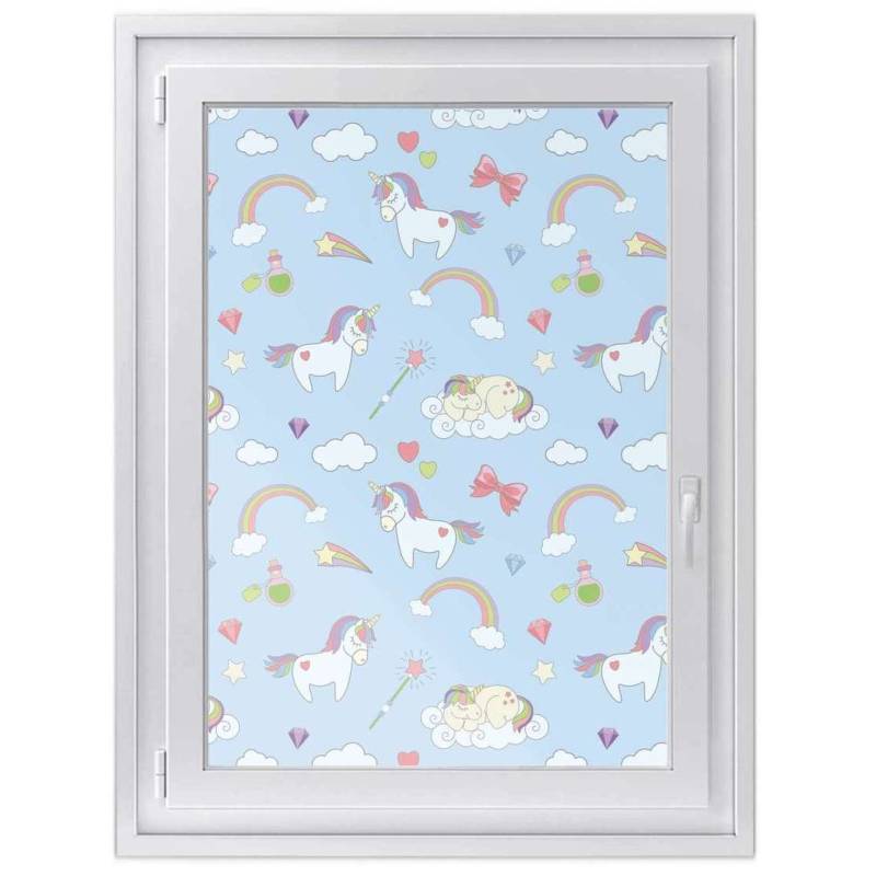 Fensterfolie [hoch] - Design: Rainbow Unicorn 30x40 cm von creatisto