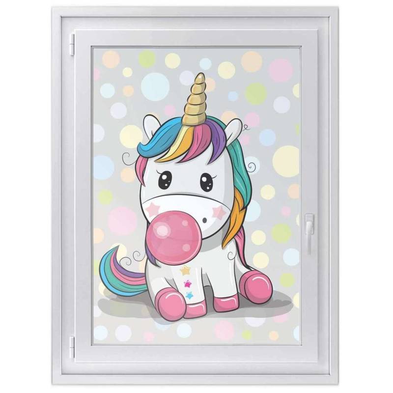 Fensterfolie [hoch] - Design: Rainbow das Einhorn 90x120 cm von creatisto