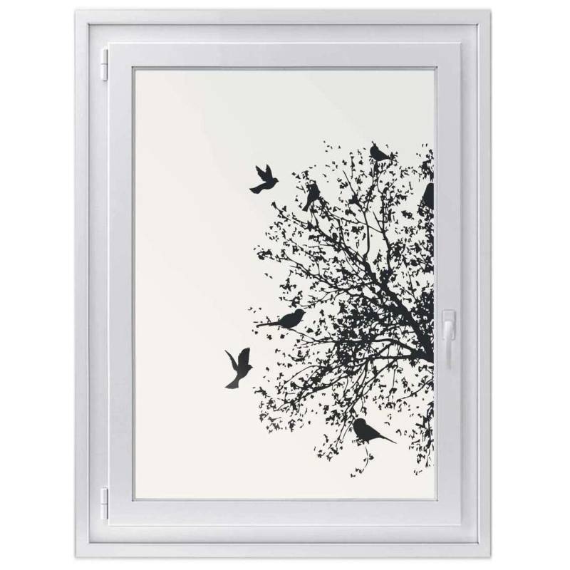 Fensterfolie [hoch] - Design: Tree and Birds 2 50x70 cm von creatisto