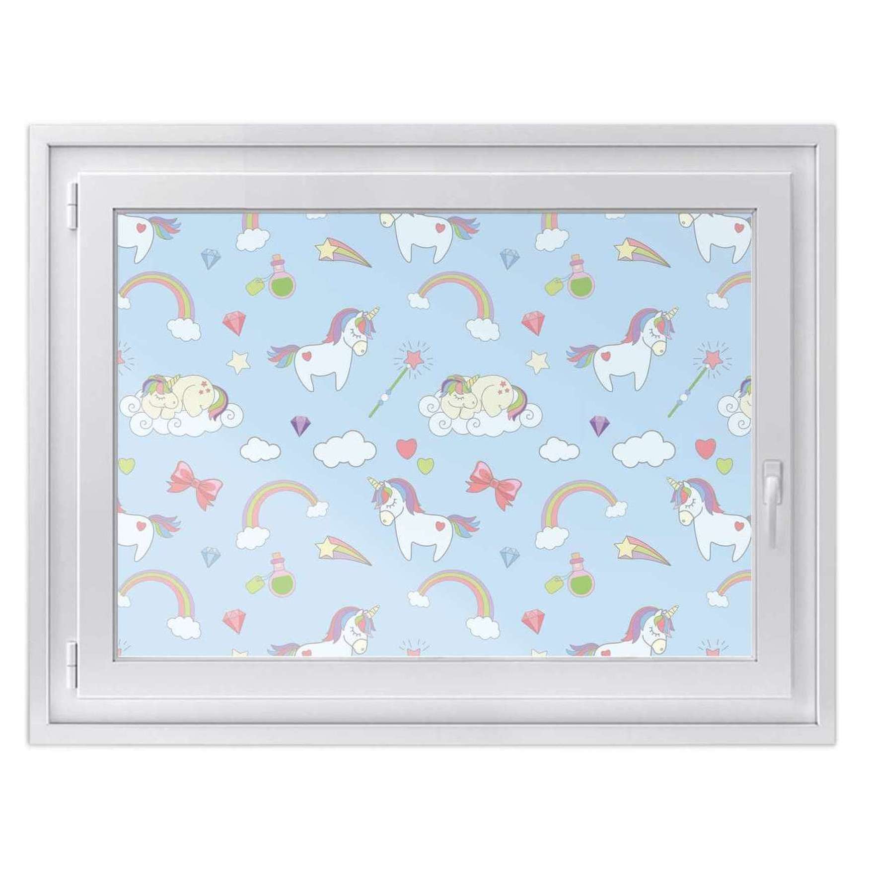Fensterfolie [quer] - Design: Rainbow Unicorn 100x70 cm von creatisto