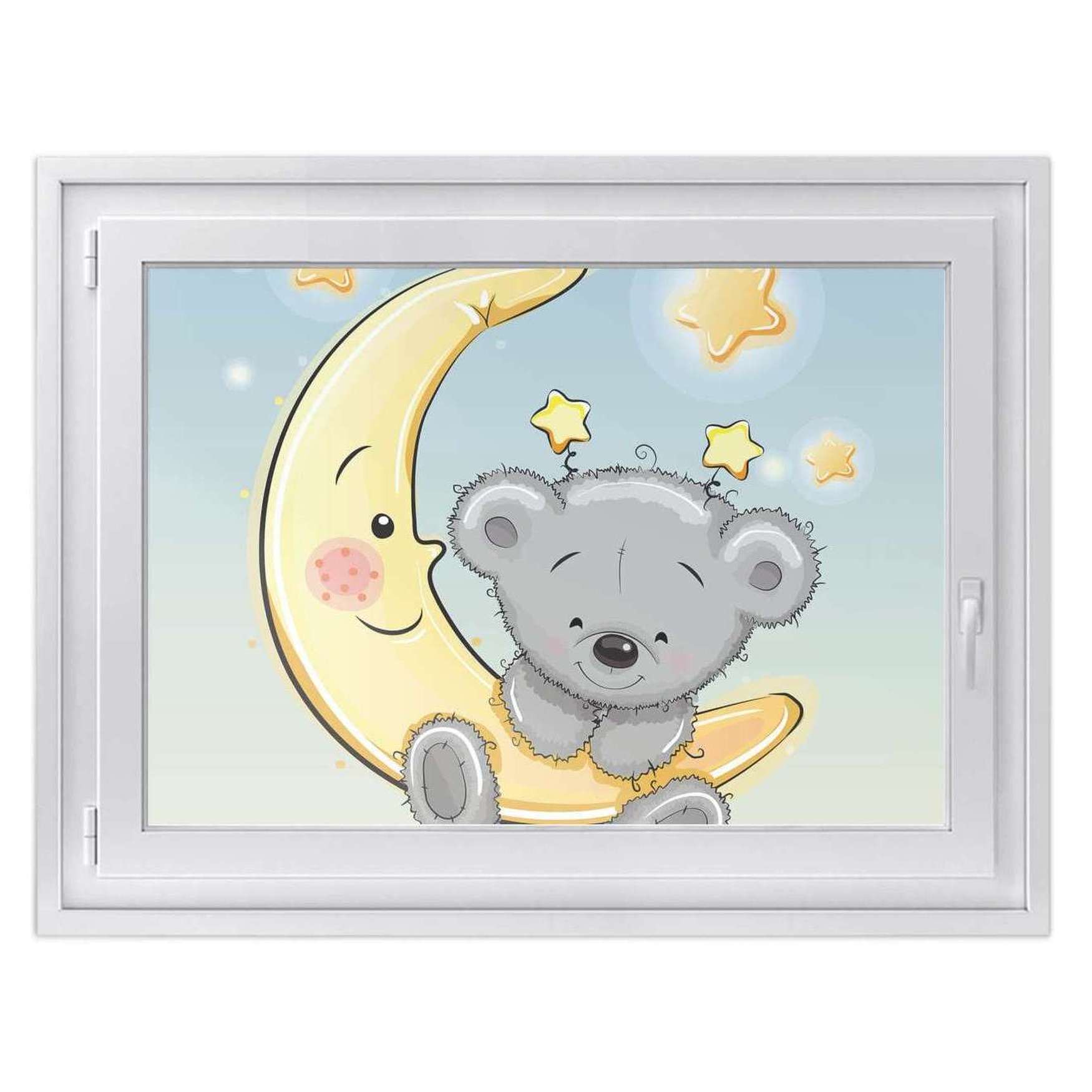 Fensterfolie [quer] - Design: Teddy und Mond 50x40 cm von creatisto