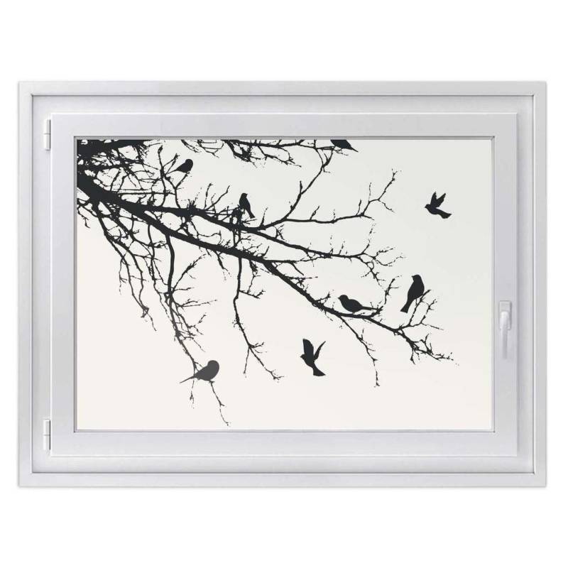 Fensterfolie [quer] - Design: Tree and Birds 1 120x90 cm von creatisto