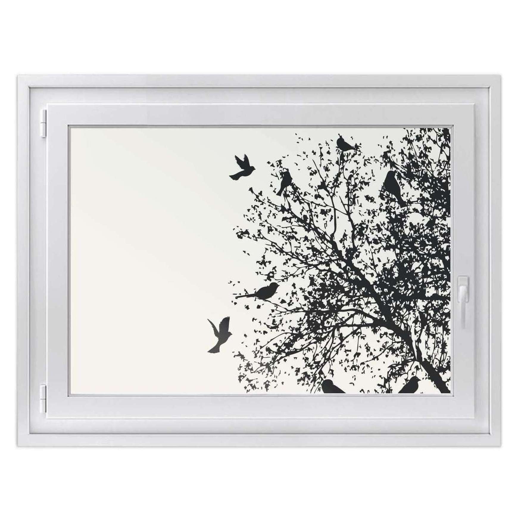 Fensterfolie [quer] - Design: Tree and Birds 2 70x50 cm von creatisto