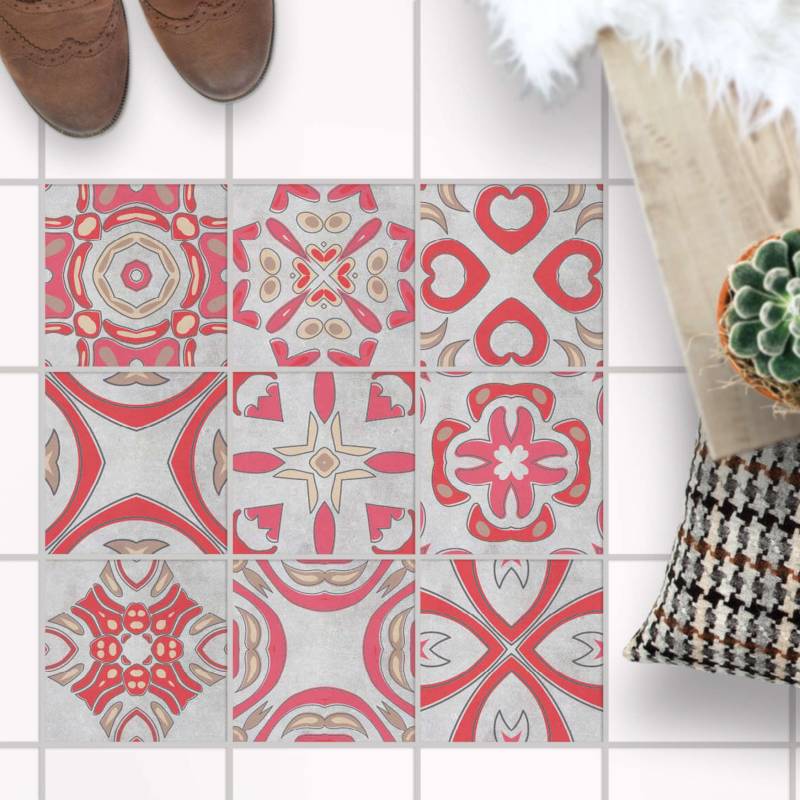 Fliesenaufkleber Boden f?r K?che & Bad  - Design: Strawberry Cheese Tile 20x20 cm / 54 St?ck von creatisto