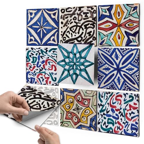 Fliesenaufkleber - CREATISTO Fliesensticker und Deko Fliesenfolie I Mosaikfliesen Folie Sticker Fliesen für Küche u. Bad Wand-fliesen renovieren und überkleben I 15x15 cm - Motiv Spanisch - 27 Stück von creatisto