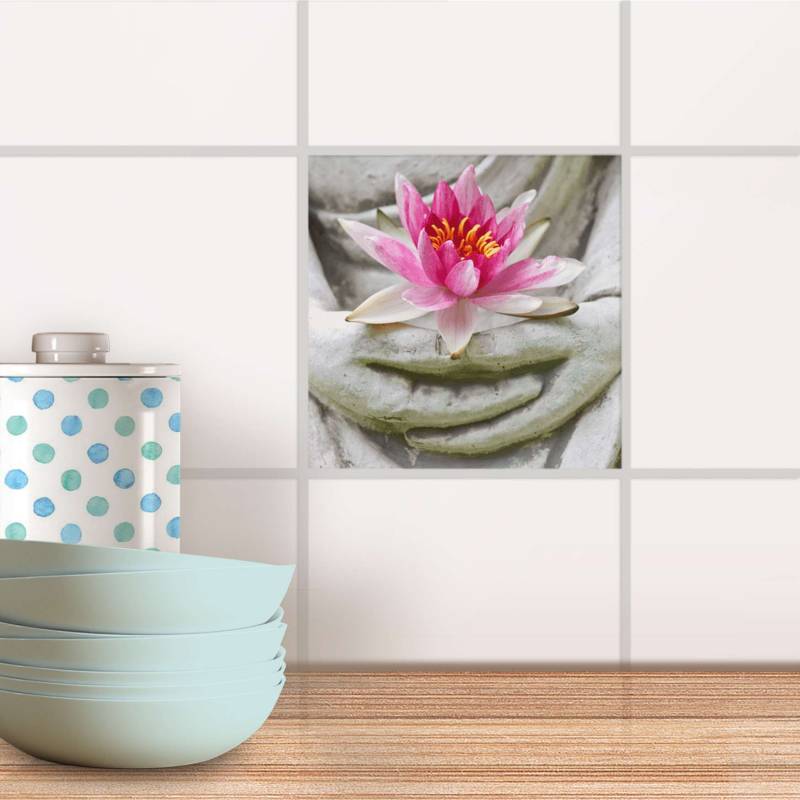 Fliesenaufkleber f?r K?che & Bad - Design: Flower Buddha 20x20 cm von creatisto