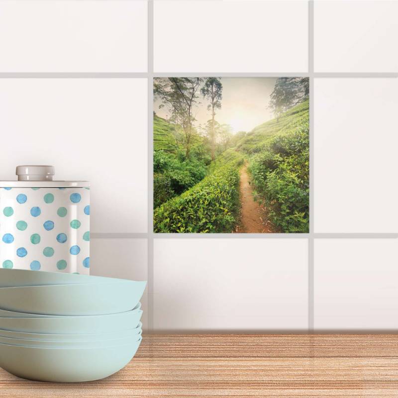 Fliesenaufkleber f?r K?che & Bad - Design: Green Tea Fields 10x10 cm von creatisto
