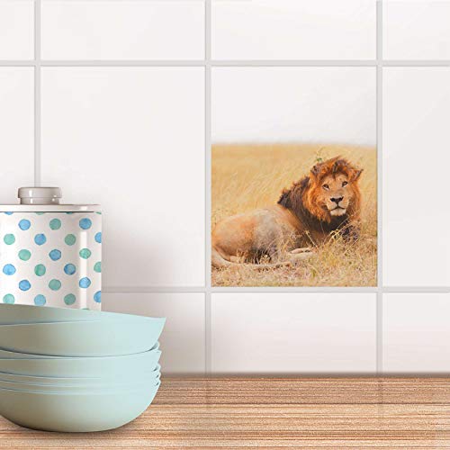Fliesenbild für Bad und Küche I Fliesen-Folie Sticker selbstklebend I Fliesen renovieren - Dekorfliesen für Küchen- und Badfliesen I Design: Lion King von creatisto