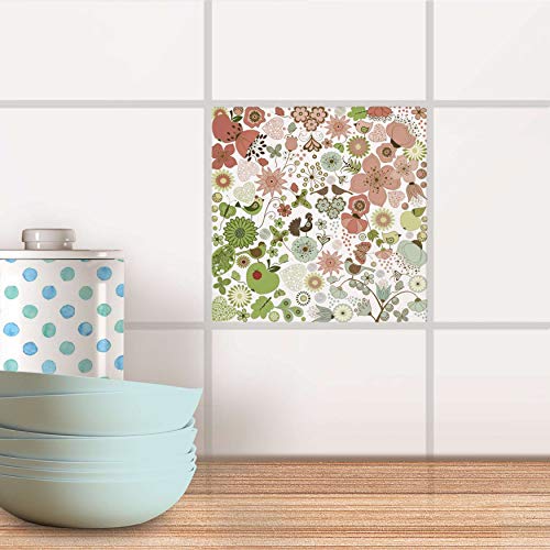 Fliesenbild für Küche und Bad I Fliesen Aufkleber Folie selbstklebend I Fliesen verschönern - Fliesentattoo für Küchen- und Badfliesen I Design: Flower Pattern Fliesenbild für Küche und Bad I Fliesen Aufkleber Folie selbstklebend I Fliesen verschönern - Fliesentattoo für Küchen- und Badfliesen I Design: Flower Pattern von creatisto