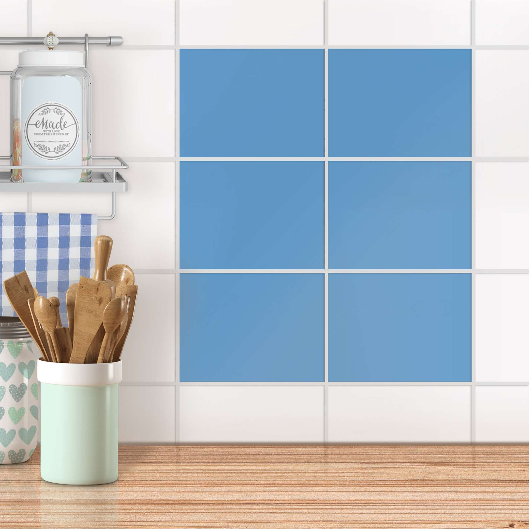 Fliesenfolien unifarben für Küche & Bad  - Design: Blau Light 25x20 cm von creatisto