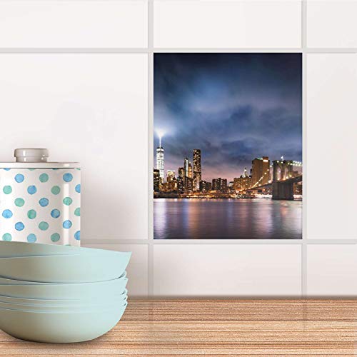 Fliesenmosaik für Küche und Bad I Fliesen Aufkleber Folie selbstklebend I Fliesen renovieren - Dekorfliesen für Küchen- und Badfliesen I Design: Brooklyn Bridge von creatisto