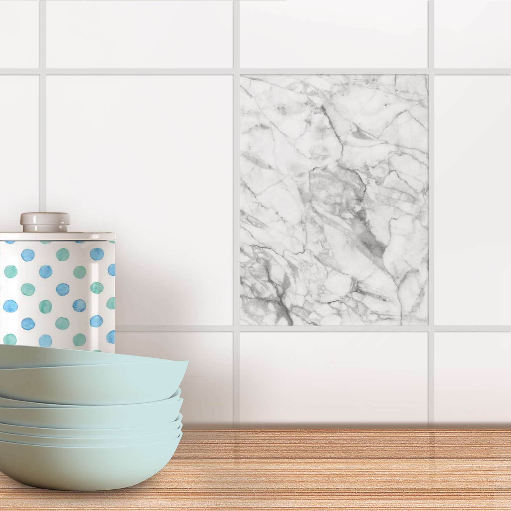 Fliesensticker für Küche & Bad - Design: Marmor weiß 20x25 cm von creatisto