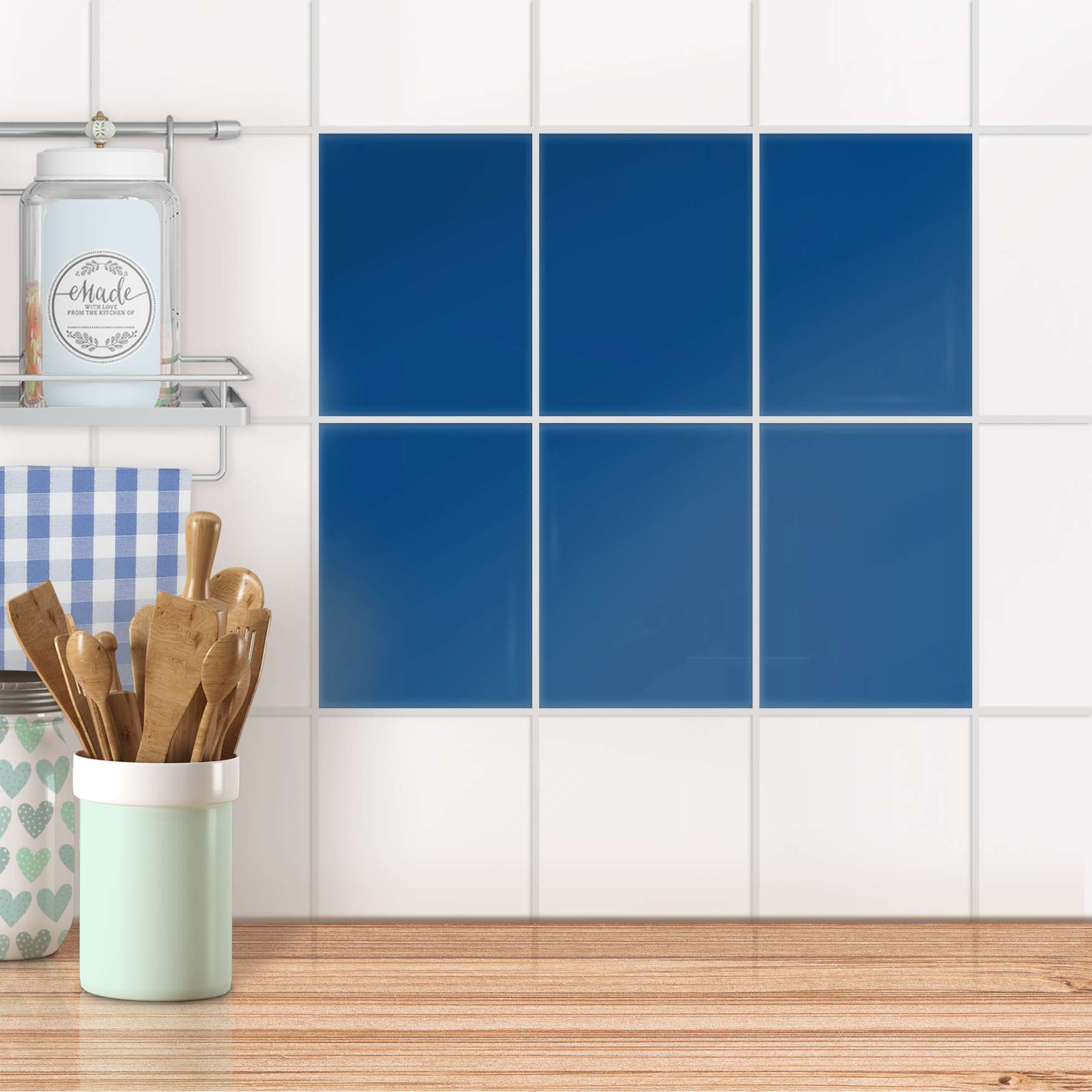 Fliesensticker unifarben für Küche & Bad - Design: Blau Dark 15x20 cm von creatisto