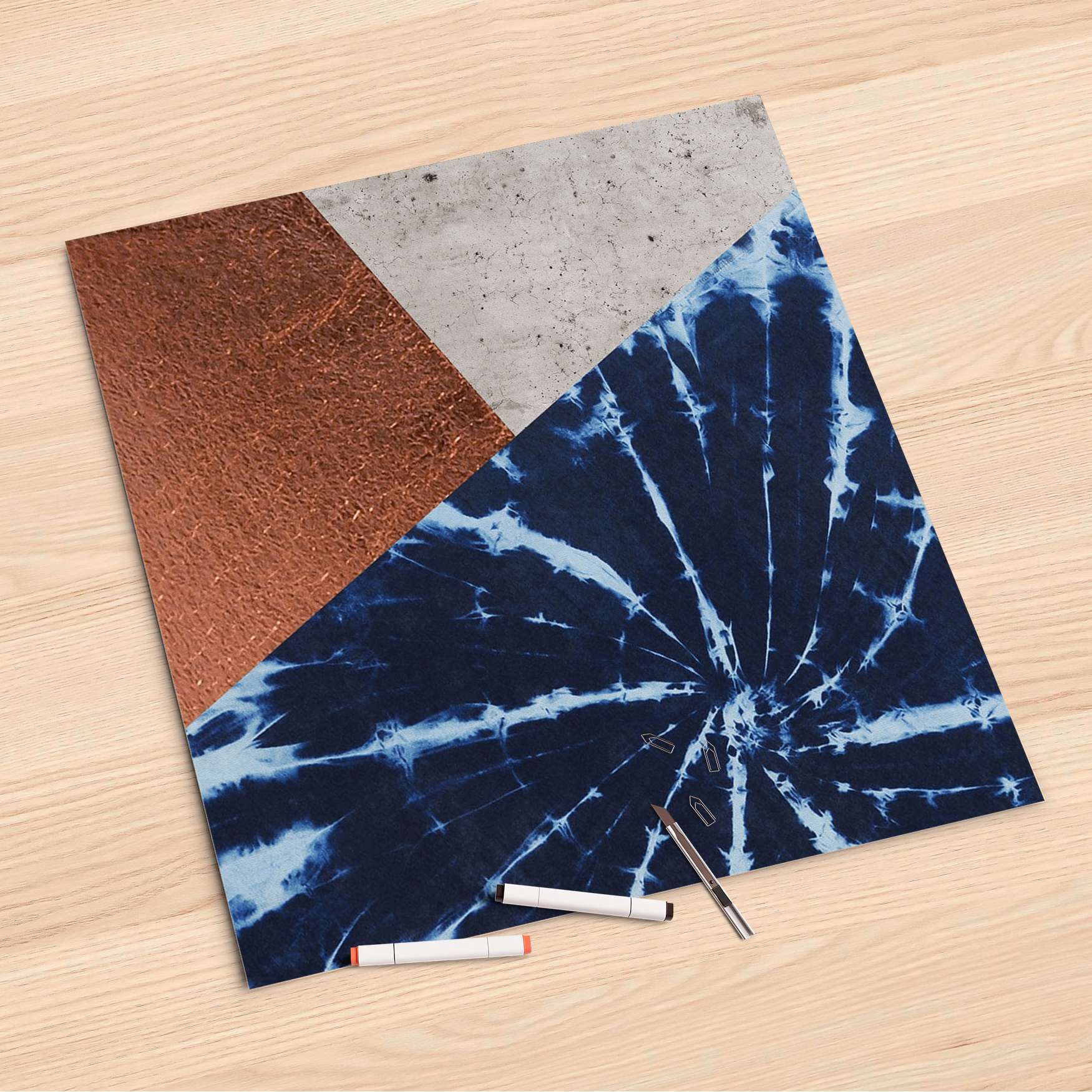 Folienbogen (60x60 cm) - Design: Batik Kupfer Beton von creatisto