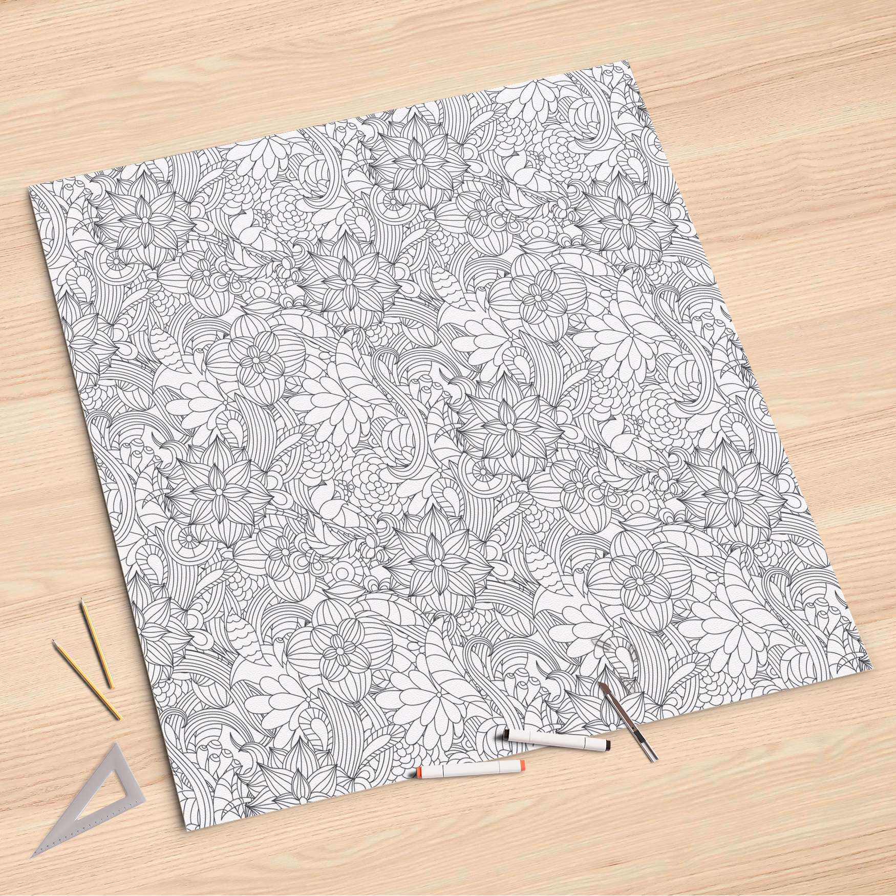 Folienbogen (90x90 cm) - Design: Flower Lines 2 von creatisto