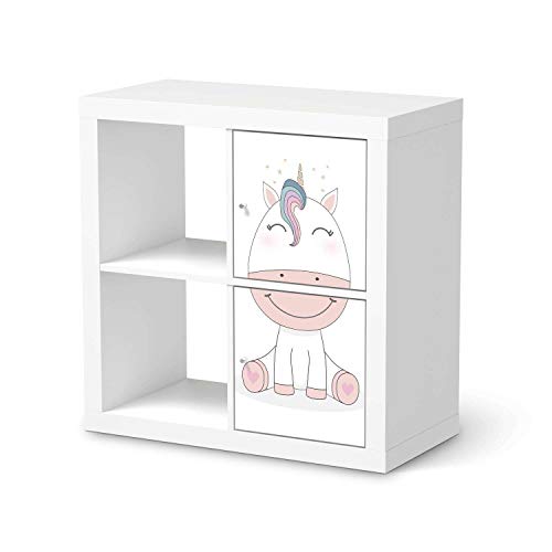 Kinder Möbel-Folie - passend für IKEA Kallax Regal 2 Türen Hoch I Schöne Kinder-Möbel Deko - Möbelfolie für Kinder- und Babyzimmer I Design: Baby Unicorn von creatisto
