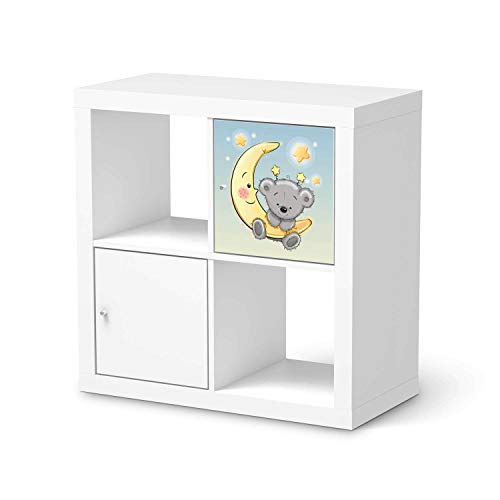 Kinder Möbel Klebefolie - passend für IKEA Kallax Regal 1 Türe I Tolle Kinderzimmer Einrichtung - Möbelsticker für Kinder- und Babyzimmer I Design: Teddy und Mond von creatisto