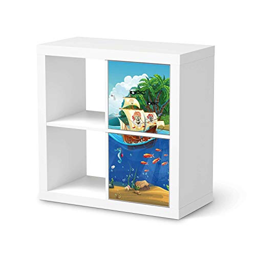 Kinder Möbel Klebefolie - passend für IKEA Kallax Regal 2 Türen Hoch I Schöne Kinder-Möbel Deko - Möbelfolie für Kinder- und Babyzimmer I Design: Pirates von creatisto