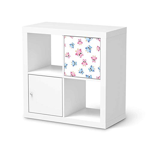 Kinder Möbel-Tattoo - passend für IKEA Kallax Regal 1 Türe I Schöne Kinder-Möbel Deko - Möbelfolie für Kinder- und Babyzimmer I Design: Eulenparty von creatisto