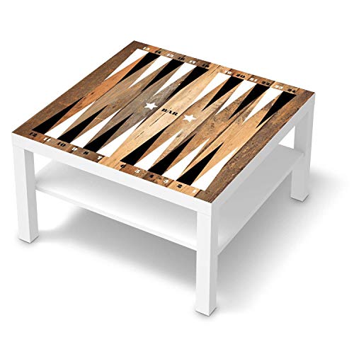 Klebe-Folie Möbel passend für IKEA Lack Tisch 78x78 cm I Möbelfolie - Möbel-Folie Tattoo Sticker I Schöner Wohnen für Schlafzimmer und Wohnzimmer - Design: Spieltisch Backgammon Schwarz-weiß von creatisto