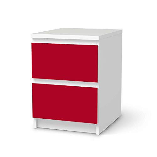 Klebe-Folie Möbel passend für IKEA Malm Kommode 2 Schubladen I Möbelfolie - Möbel-Folie Tattoo Sticker I Schöner Wohnen für Schlafzimmer und Wohnzimmer - Design: Rot Dark von creatisto