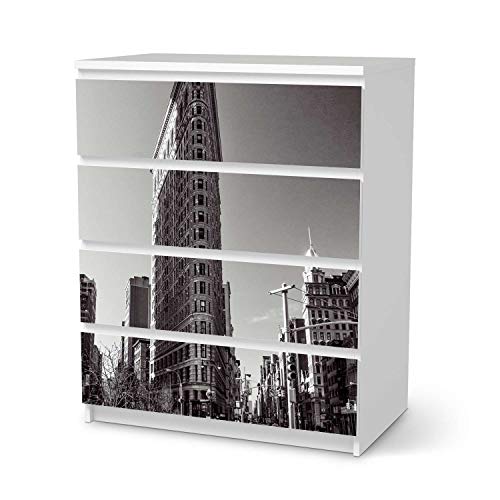 Klebe-Folie Möbel passend für IKEA Malm Kommode 4 Schubladen I Möbelfolie - Möbel-Folie Tattoo Sticker I Schöner Wohnen für Schlafzimmer und Wohnzimmer - Design: Manhattan von creatisto