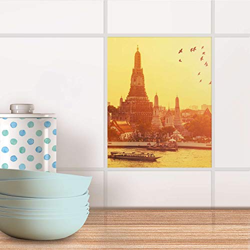Klebefliesen für Küche und Bad I Fliesen-Sticker Aufkleber selbstklebend I Fliesen renovieren - Dekorfliesen für Küchen- und Badfliesen I Design: Bangkok Sunset von creatisto