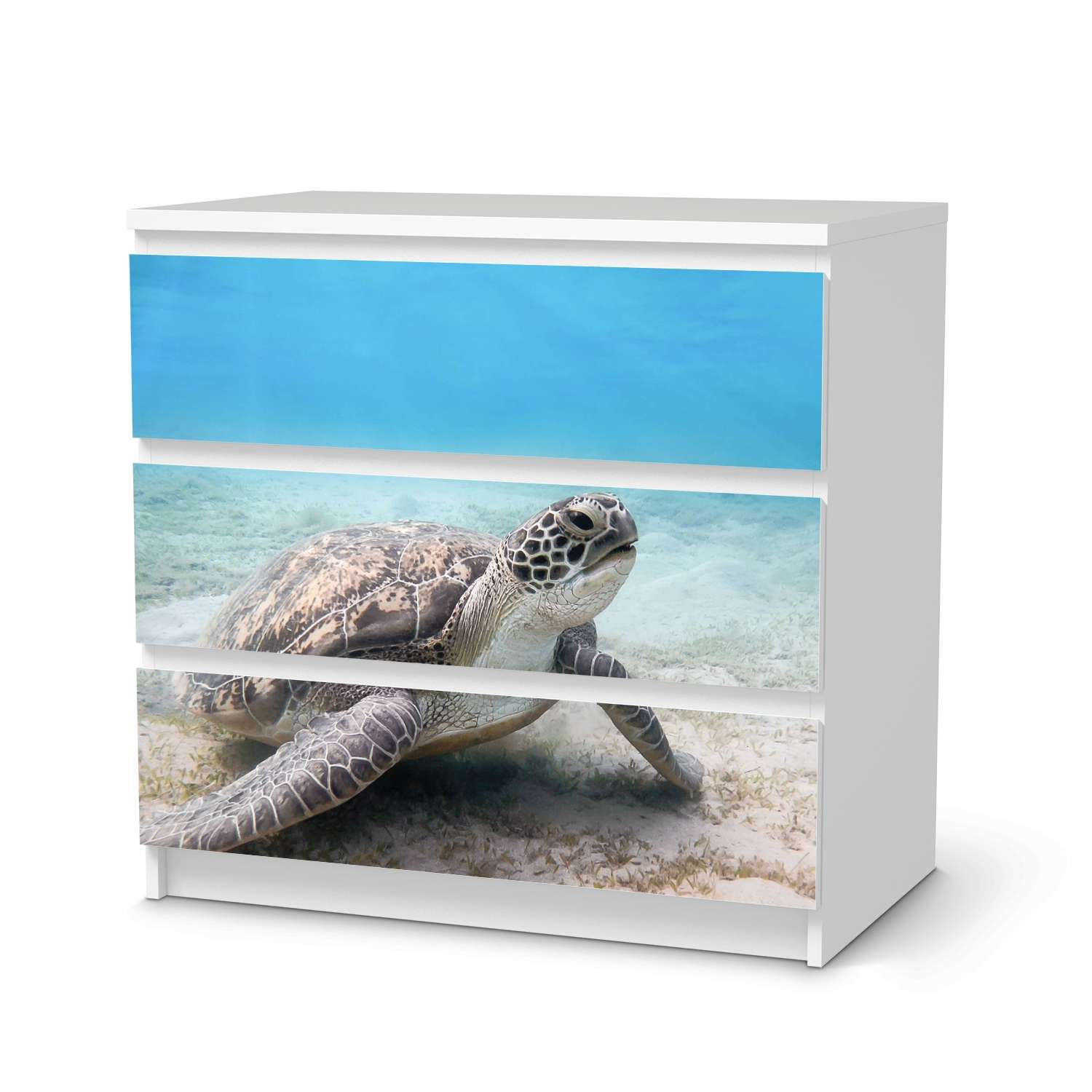 Klebefolie f?r M?bel IKEA Malm Kommode 3 Schubladen - Design: Green Sea Turtle von creatisto