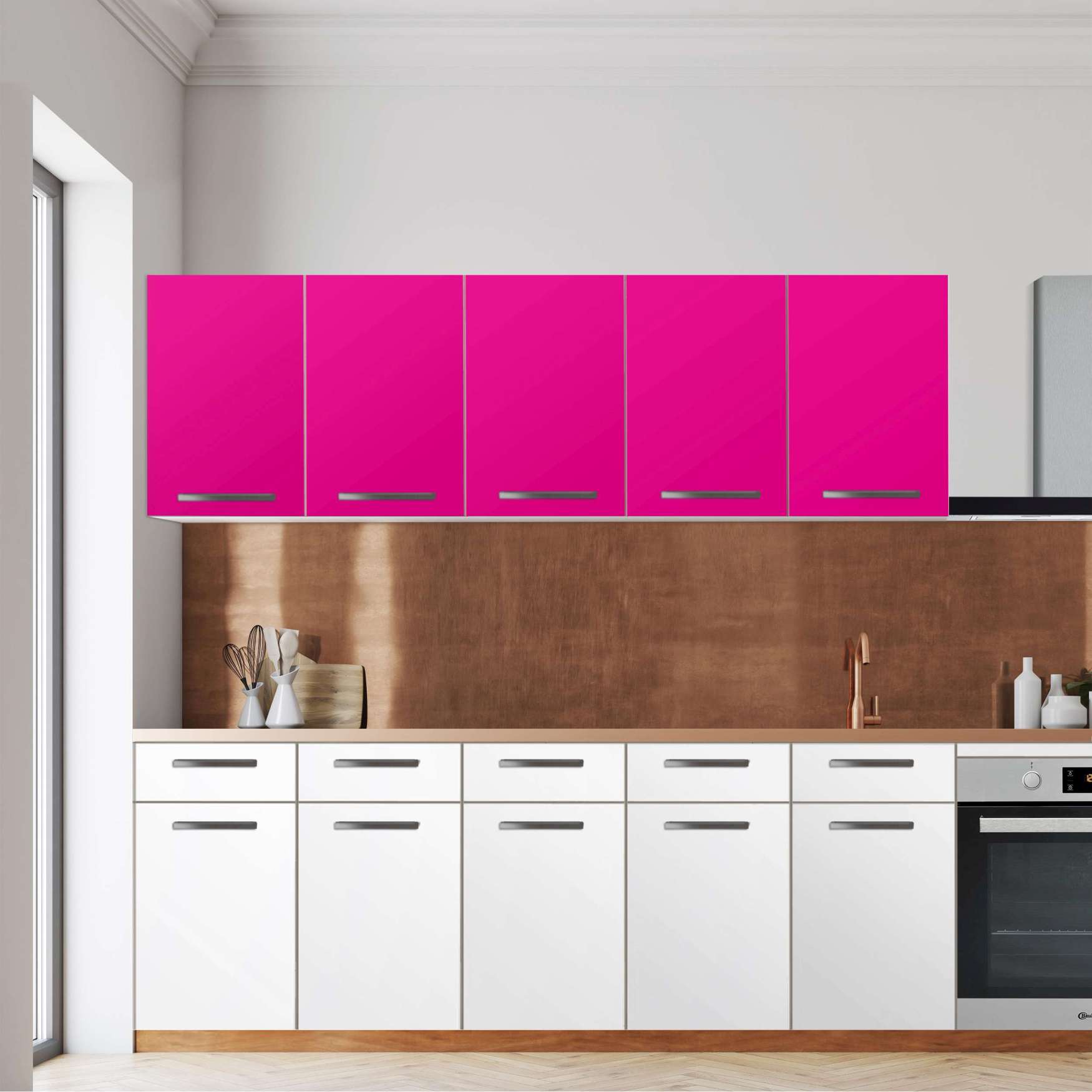 Klebefolie f?r die K?che - Wandschrank 200 cm [Breite] - Pink Dark 200x60 cm (BxH) von creatisto