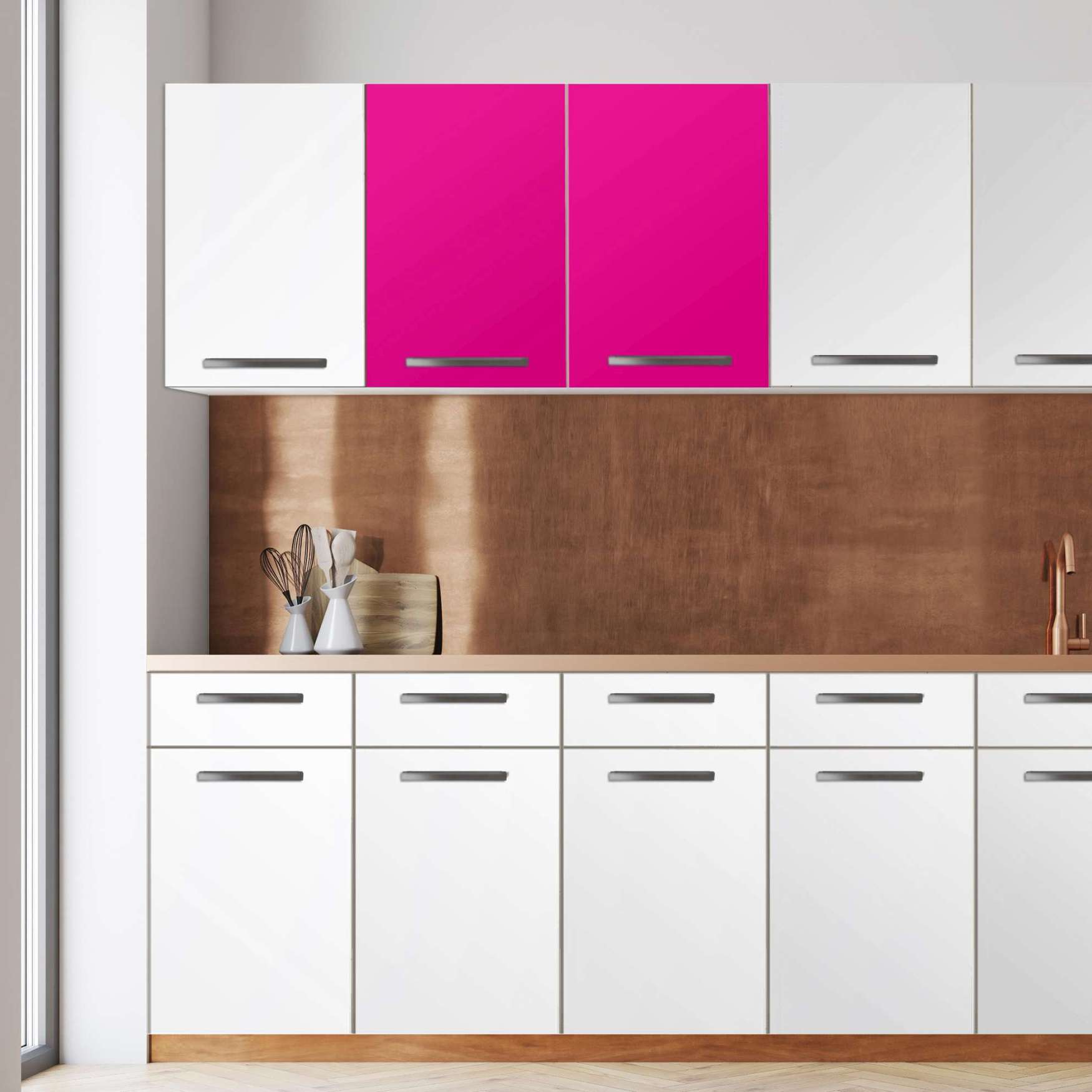 Klebefolie f?r die K?che - Wandschrank 80 cm [Breite] - Pink Dark 80x60 cm (BxH) von creatisto