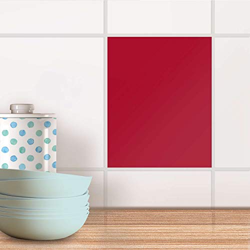Küchenfolie I Dekor-Sticker Aufkleber Folie Fliesen-Folie Bad-Fliesen Wand Deko I 20x25 cm Design Motiv Rot Dark - 1 Stück von creatisto