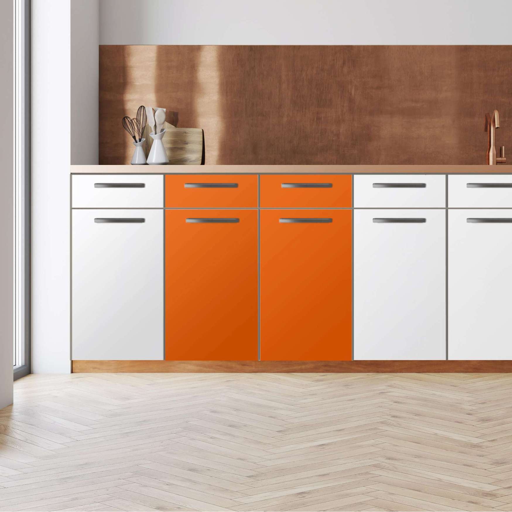 K?chenfolie - Unterschrank 80 cm [Breite] - Orange Dark 80x80 cm (BxH) von creatisto