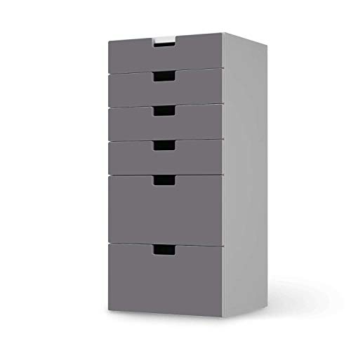 Möbel-Folie für Kinder - passend für IKEA Stuva Kommode - 6 Schubladen I Tolle Möbelfolie für Kinder-Möbel Deko I Design: Grau Light von creatisto