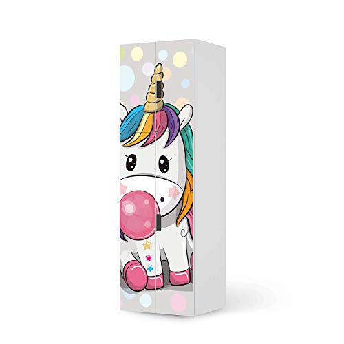 Möbel-Folie für Kinder - passend für IKEA Stuva kombiniert - 2 große Türen und 2 kleine Türen (Kombination 2) I Tolle Möbelfolie für Kinder-Möbel Deko I Design: Rainbow das Einhorn von creatisto