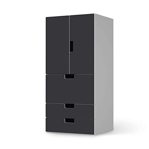 Möbel-Folie für Kinder - passend für IKEA Stuva kombiniert - 3 Schubladen und 2 kleine Türen I Tolle Möbeldekoration für Baby-Zimmer Deko I Design: Grau Dark von creatisto